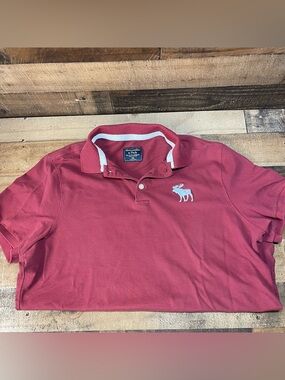 Abercrombie & Fitch Men’s Polo Maroon White Embroidered Elk